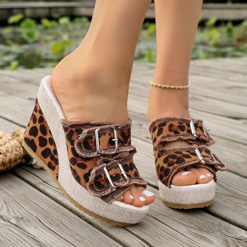 Damen Wedge-Sandalen, dicke Sohle, hoher Absatz, offene Spitze, durchbrochenes Design, bequeme Strandsandalen – Sommer 2026