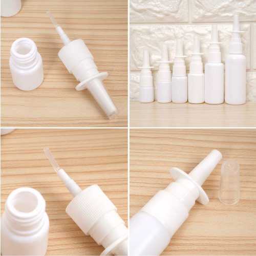 2er-Set nachfüllbare Nasenspray-Flaschen aus weißem Kunststoff mit Pumpzerstäuber – Größen: 5/10/15/20/30/50 ml