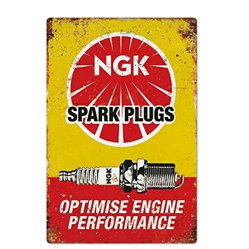 NGK Zündkerzen Blechschild – Metallschild zur Wanddeko für Küche, Garage & Bar