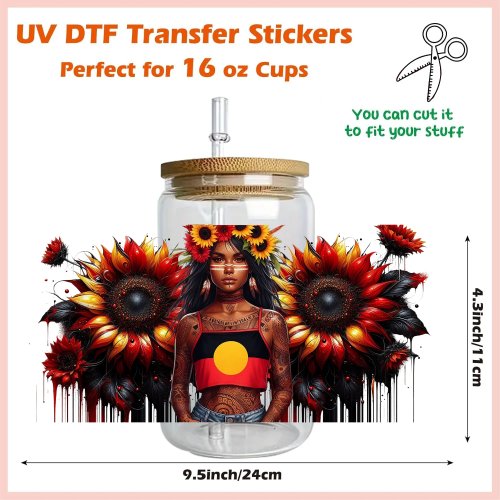30‑Pack Flower & Girl Tattoo DTF Stickers — UV DTF 3D Transfers, DIY 16oz Tumbler Cup Wraps