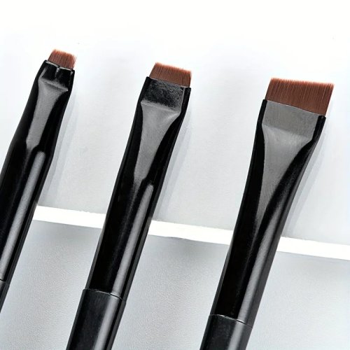 Zestaw 3 pędzli do makijażu – pędzel do eyelinera 'blade', cienki skośny pędzelek do brwi, ultracienki pędzelek do cieni