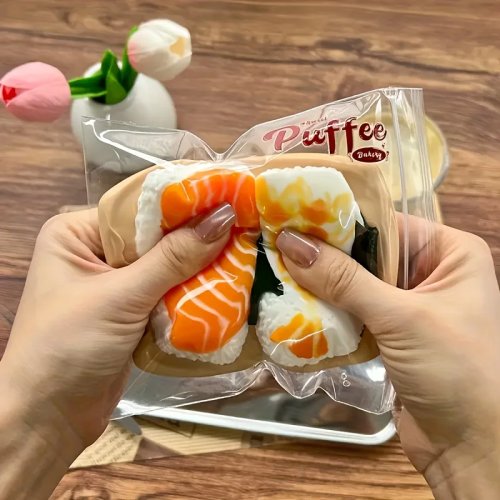 Jouet anti-stress sushi en silicone fait main — à presser/écraser, porte-clés/déco, idée cadeau anniversaire/Halloween