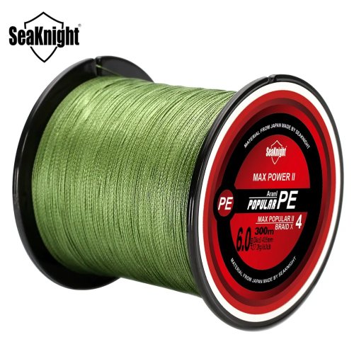 Hilo trenzado SeaKnight TriPoseidon 4 hebras PE 300 m – Línea multifilamento lisa para carpa, 15/20/25/30 lb