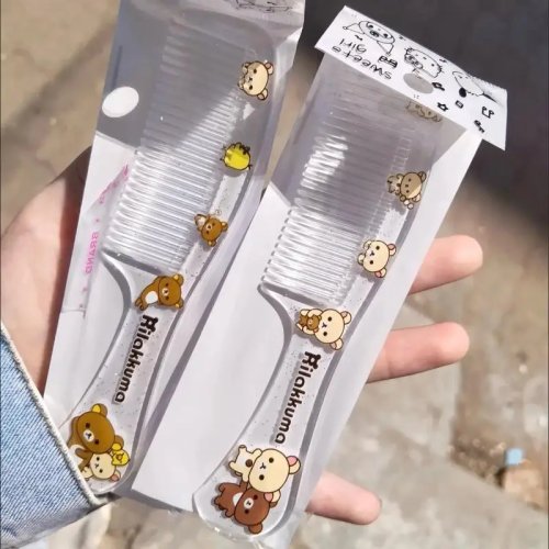 Rilakkuma Mini-Kamm – niedlicher Taschenkamm für Pony und Make-up, tragbar im Kawaii-Design, Geschenk für Mädchen
