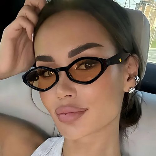 Lunettes de soleil polygonales petite monture — style euro‑américain, protection UV, look street