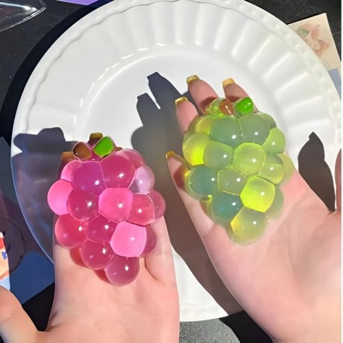 Grape Squishy Fidget Toy - Slow-Rise Squeeze Stress-Relief Sensory Hand Toy