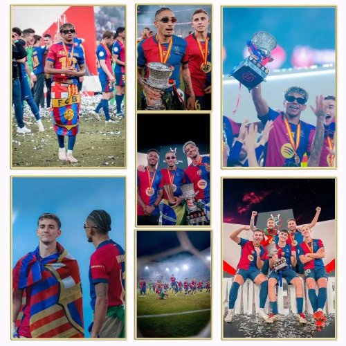 ملصق حائط برشلونة 'البطل' — ملصق لاصق ذاتي مقاوم للماء للمقهى أو البار أو الغرفة