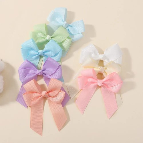 Kẹp tóc nơ cho bé gái 9,1 cm (3,6") màu trơn - kẹp tóc dễ thương cho trẻ em