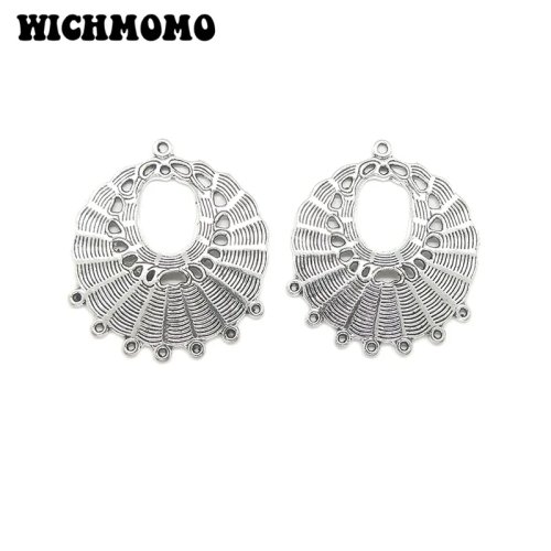 Retro 46×40mm Zinc Alloy Round Connector Pendant — 2 pcs, for Earrings, Necklaces & Jewelry Making