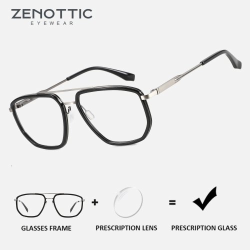 ZENOTTIC 2026 Lunettes de vue pilote à double pont — monture pour myopie, hypermétropie et verres progressifs
