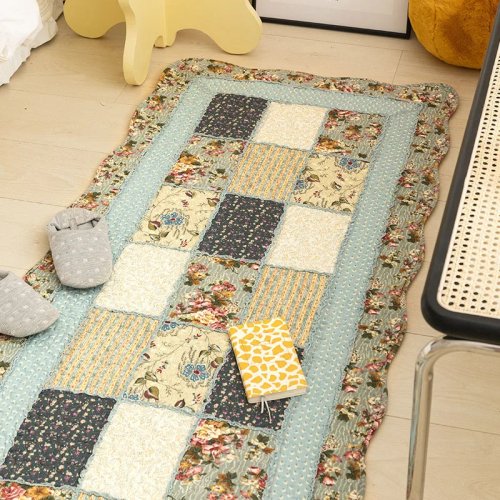 Bawełniany patchwork pikowany dywanik antypoślizgowy dla dzieci, do raczkowania, pralny w pralce, do salonu/sypialni