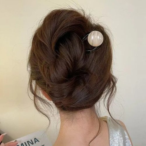 Lot de 4 épingles à cheveux rétro en U à perles rondes – Accessoire pour chignon / pince unique femme, style INS, haut de gamme, usage quotidien