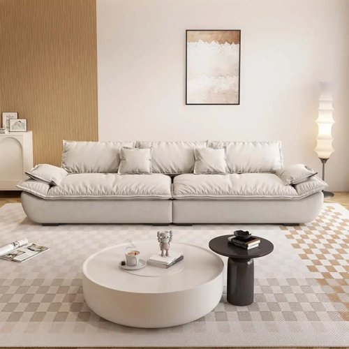 Sofa sudut Nordic minimalis mewah untuk ruang tamu dengan puff