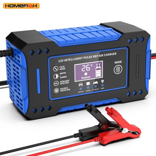 12V 6A 스마트 배터리 충전기 LCD 탑재 — 자동차·오토바이용 납축전지용