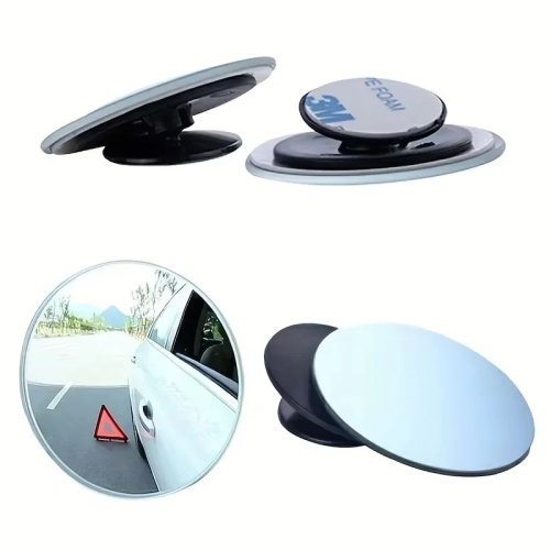 Pair of 360° Adjustable Blind Spot Mirrors — Rimless Convex Wide-Angle Rearview Mirrors for Parking & Reversing
