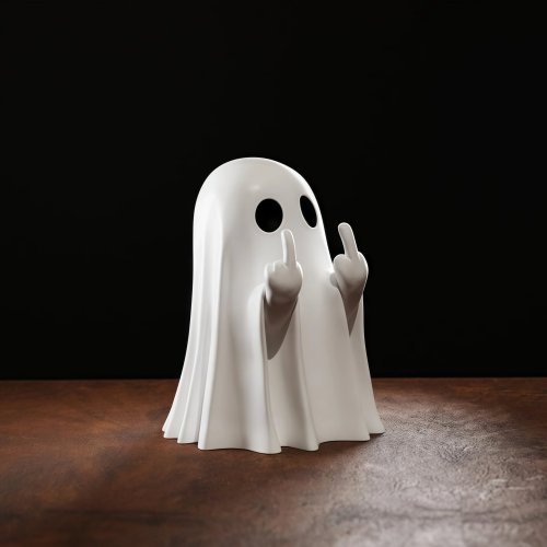 Figura de fantasma con 'dedo medio' divertida, decoración pequeña de Halloween para el hogar, centro de mesa para sala