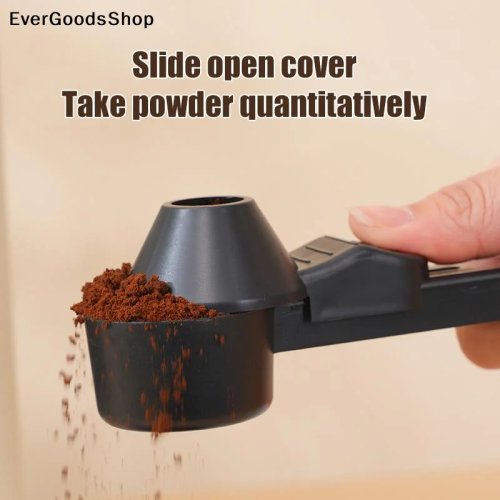 Cuillère coulissante anti‑débordement pour poudre de protéine, manche long — cuillère doseuse café réutilisable avec entonnoir