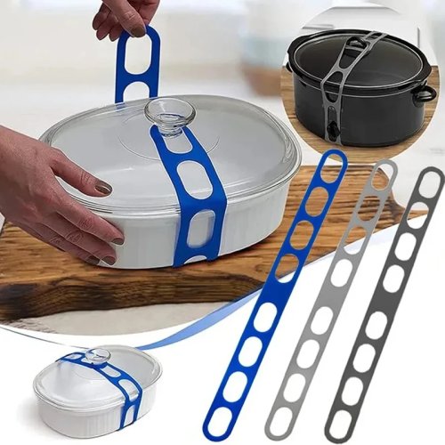 Correia elástica de silicone reutilizável para tampa — tira universal para segurar tampas de panelas e marmitas, acessório prático para loiça de exterior