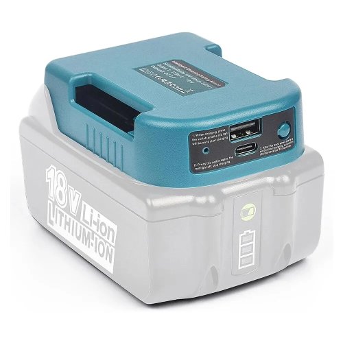 Adapter/uchwyt akumulatora Makita 18V z wyjściem USB i USB‑C do BL1840/BL1850/BL1860 — adapter ładowania