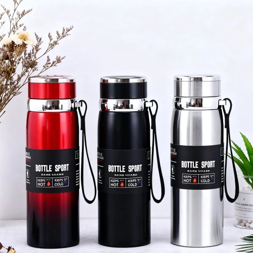 Termo 1 L de acero inoxidable con aislamiento al vacío — Mantiene bebidas calientes y frías (agua, té, café)