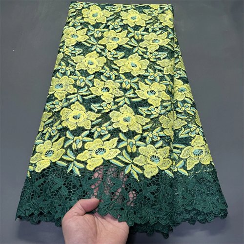 Tul con lentejuelas y encaje nigeriano — red bordada africana con cuentas, para vestidos de fiesta/quinceañera, 5 yardas