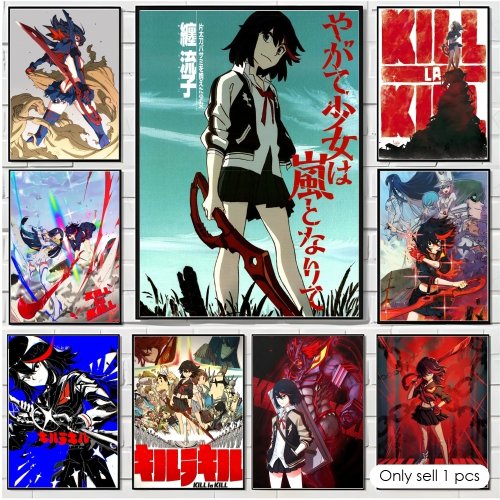 Poster Anime Kill la Kill — impressão decorativa / autocolante mural para sala e corredor