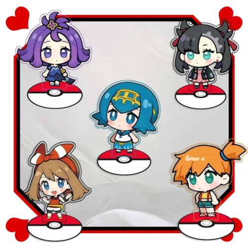 リサイクルアクリル製 ポケモン 15cm スタンド — アセロラ、マーニー、ラナ、メイ、ミスティ デスク飾り／かわいいギフト