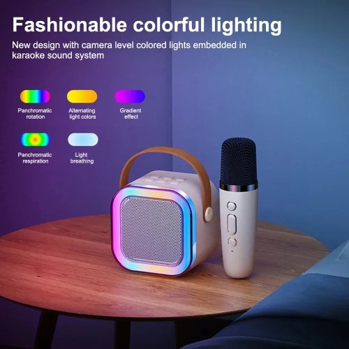 Coluna Bluetooth para karaoke profissional com microfone sem fios