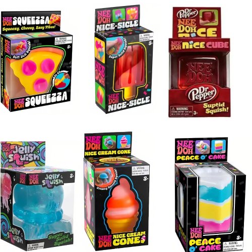 Schylling Needoh Nice Cube — Cubo sensorial squishy antiestrés, juguete para apretar que ayuda a la concentración y al TDAH