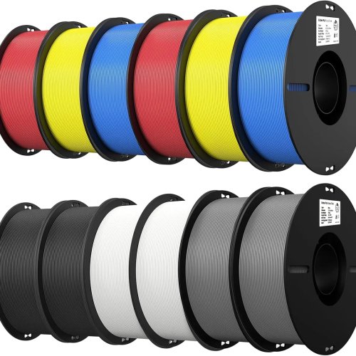 PLA 필라멘트 1.75mm 12스풀 세트 (3D 프린터용) - 꼬임 방지, 층간 결합 강력, 오버행 성능 우수, 고정밀