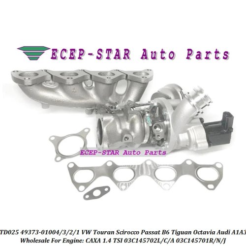 Turbo TD025 compatível com Volkswagen Touran / Scirocco / Passat B6 (motor CAXA). N.ºs peças: 49373-01003, 49373-0100, 49373-01002, 03C145701R1, 03C145701J, 03C145702C