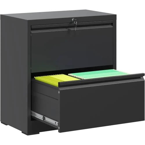 Archivador lateral metálico 2 cajones con cerradura – Mueble organizador para oficina en casa, compatible con Legal/Letter/A4/F4