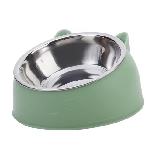 1 pièce Bol incliné en acier inoxydable pour chatons et chiots – Gamelle nourriture/boisson