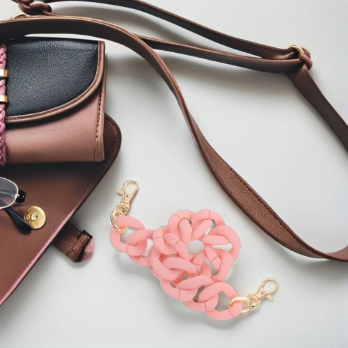 Pink acrylic purse chain strap — adjustable replacement chain for handbag, shoulder bag or clutch; decorative for DIY crafts