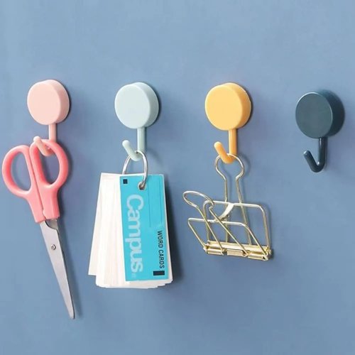 10 Pcs Gantungan Dinding Perekat Warna-warni — Gantungan Plastik Tempel untuk Handuk, Kunci, Dapur, Kamar Mandi, Kantor, Lemari