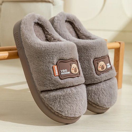 Pantofole donna in cotone e morbido pellicciotto — suola spessa antiscivolo, calde per autunno/inverno, per casa e esterno, anche per coppia