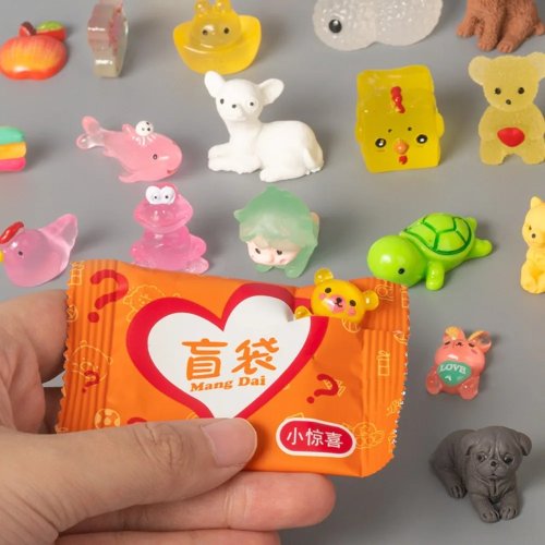 Mini saqueta surpresa (blind bag) – mini figuras kawaii de fruta e animal aleatórias, lembrancinhas para festa