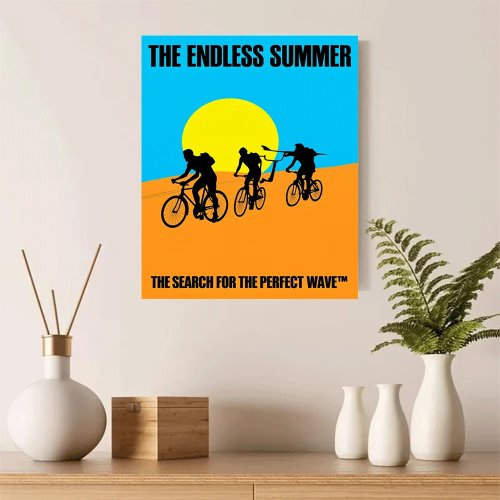 โปสเตอร์แคนวาสไม่มีกรอบ 'The Endless Summer' ขี่จักรยานยามพระอาทิตย์ตก