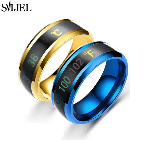 Anello smart in acciaio inox per coppie — sensore temperatura corporea, display multifunzione e misurazione in tempo reale