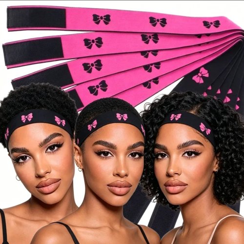 2 pz Fasce elastiche in pizzo per parrucche lace front/frontal – fascia regolabile con fiocco per appiattire i bordo, nera