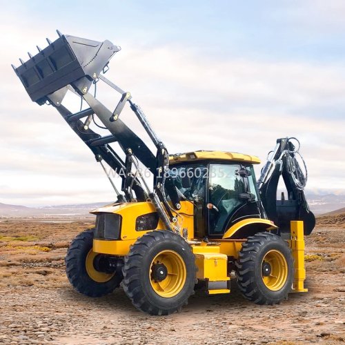Мини-погрузчик с экскаватором HIGHTOP HT40-30 4x4, эксплуатационная масса 8600 кг — компактный экскаватор-погрузчик