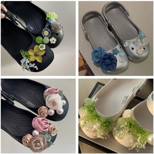 Charms per scarpe con perline colorate — Fiori stile ballerina per scarpe jelly/Crocs, accessorio DIY estivo