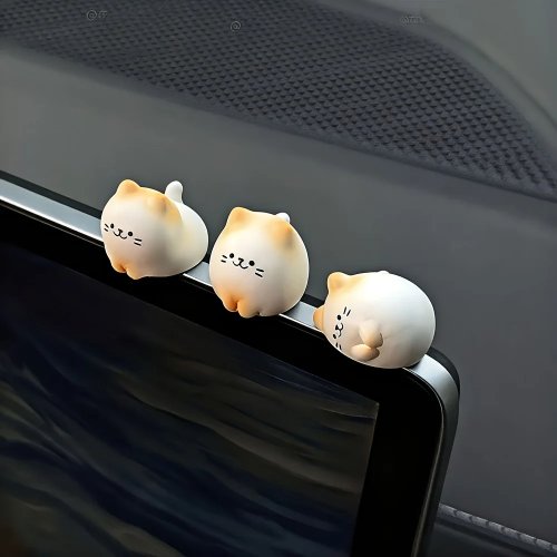 3pcs Cute Cat Car Decorations — Cartoon Dashboard / Center Console Ornaments