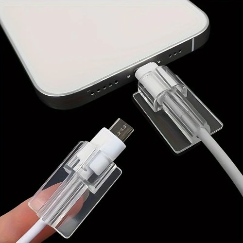 طقم 10 قطع مشابك حماية شفافة لكابلات الشحن Lightning وUSB‑C