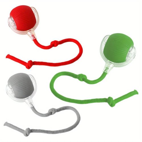 Automatic rechargeable interactive rolling cat ball with faux-tail mouse imitation — smart electric toy for cat & dog training