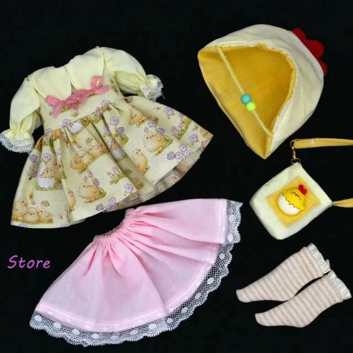 Dula 2026 poppenjurk – kuiken- en kittenrok voor kleine 6 1/6-pop, poppenkleding en accessoires