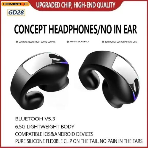 Bluetooth Clip-On Mono Earphone — Mini Wireless Bone Conduction Headset, Single-Ear Business Hands-Free