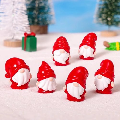 Figurines miniatures de nains de Noël en résine — ornements pour maison de neige et micro‑paysage DIY, cadeau Nouvel An