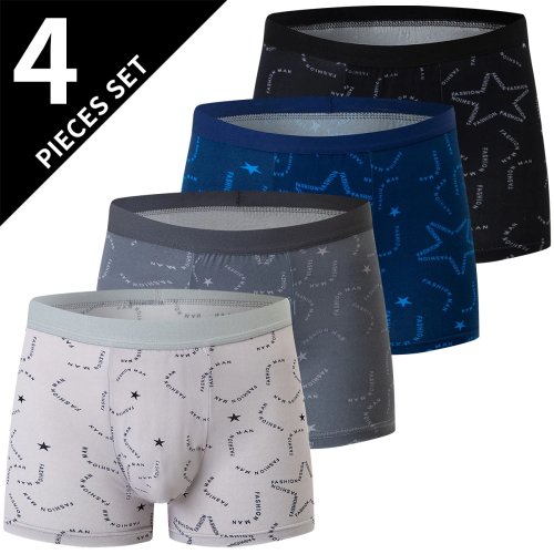 4/5-pack heren boyshort boxers met print — comfortabele taille, grote maten, ook te gebruiken als zwembroek