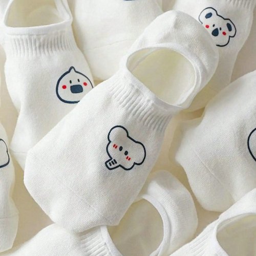 5 đôi tất cổ thấp nữ họa tiết hoạt hình — mỏng nhẹ, thoáng khí, dáng ẩn